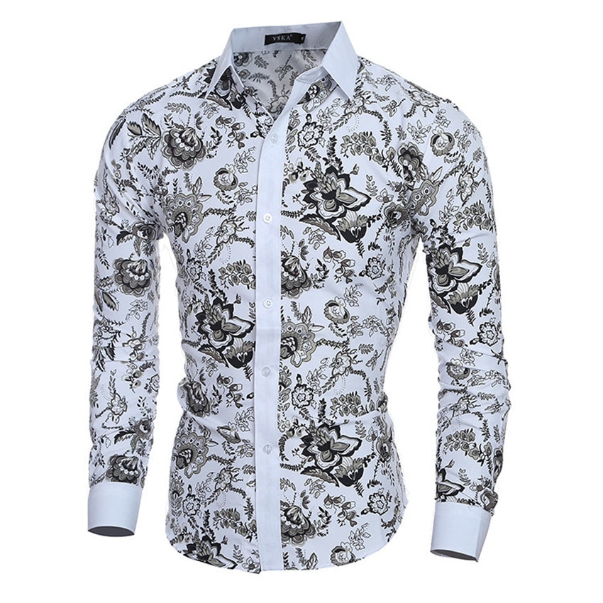 Männer Blume Hemd Langarm 3D Druck Bluse Beiläufige Dünne passen hawaiisch Hemden Camisa Masculina Hemd Homme Hemd Männer UNS größe