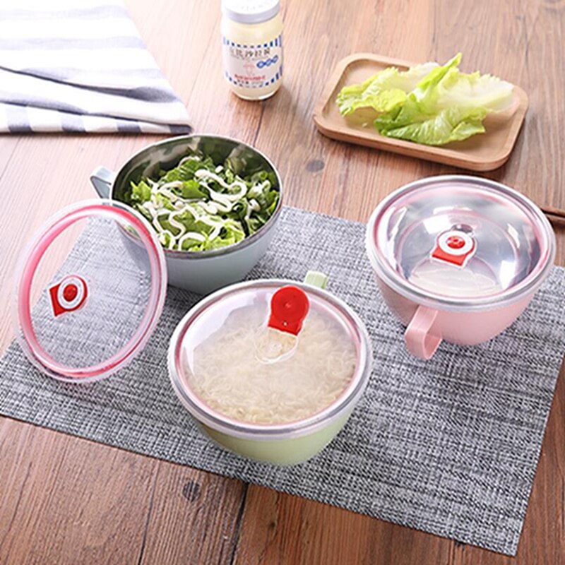 Reis Suppe Schalen Nudel Schüssel Mit Deckel Griff Edelstahl Kunststoff Dicht Lebensmittel Container Reis Suppe Schalen Küche Gerät
