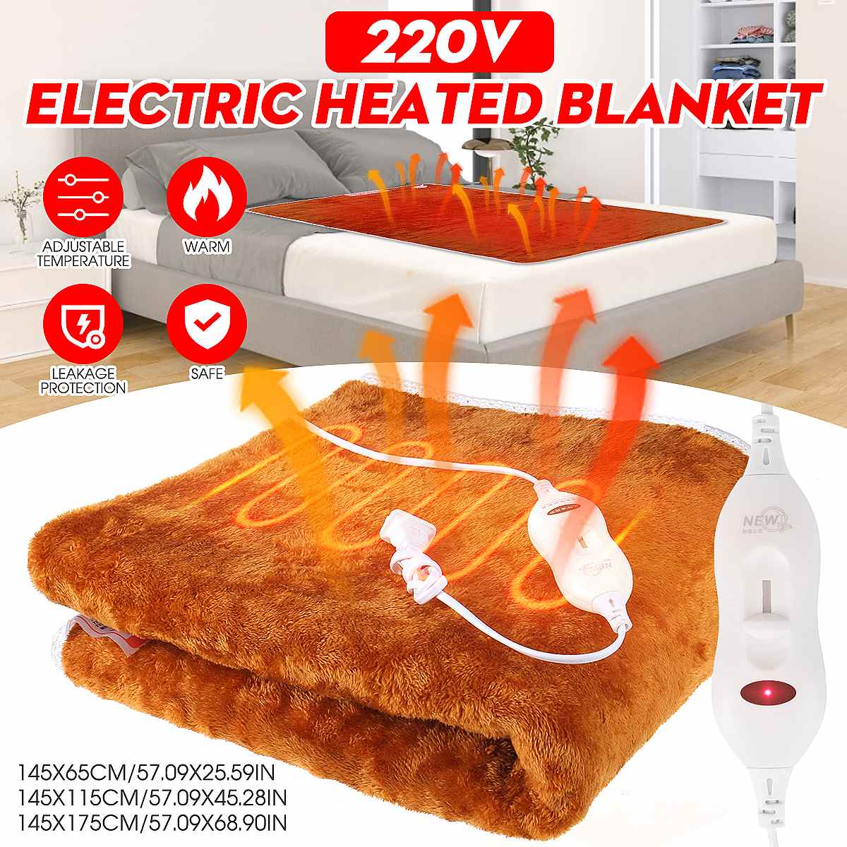 Elektrische Decke Dicker Heizung Doppel Körper Wärmer 145x175cm Beheizte Decke Thermostat Elektrische Heizung Decke Elektrische Heizung