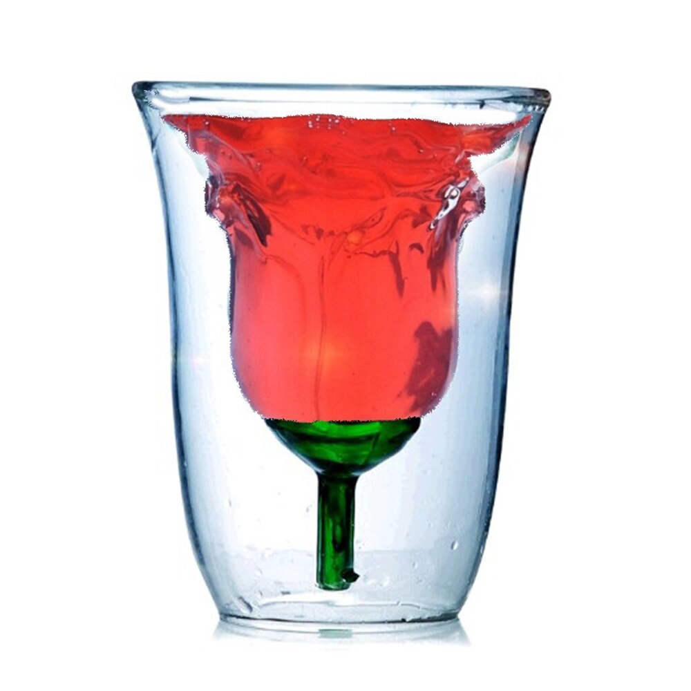 Rose bilden Doppel Zauberstab Bilayer Wärme Besteändig Wein Glas Cocktail kippen Schnaps Tasse Vaso Haushalt Bar Liebhaber