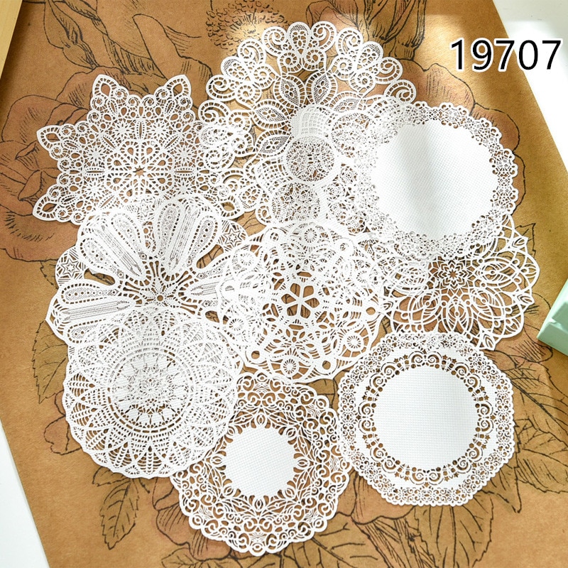 5/10Stck Jahrgang Mandala Weiß Kreis Spitze Papier Deckchen DIY Scrapbooking Album Müll Tagebuch Planer Dekorative Handwerk Papier