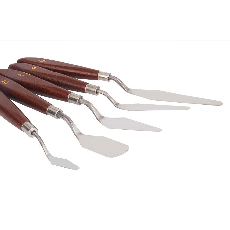 5 Teile/satz Edelstahl Spachtel Bausatz Palette Gouache Liefert Für Öl Malerei Messer Feine Kunst Malerei Werkzeug Bausatz Messer