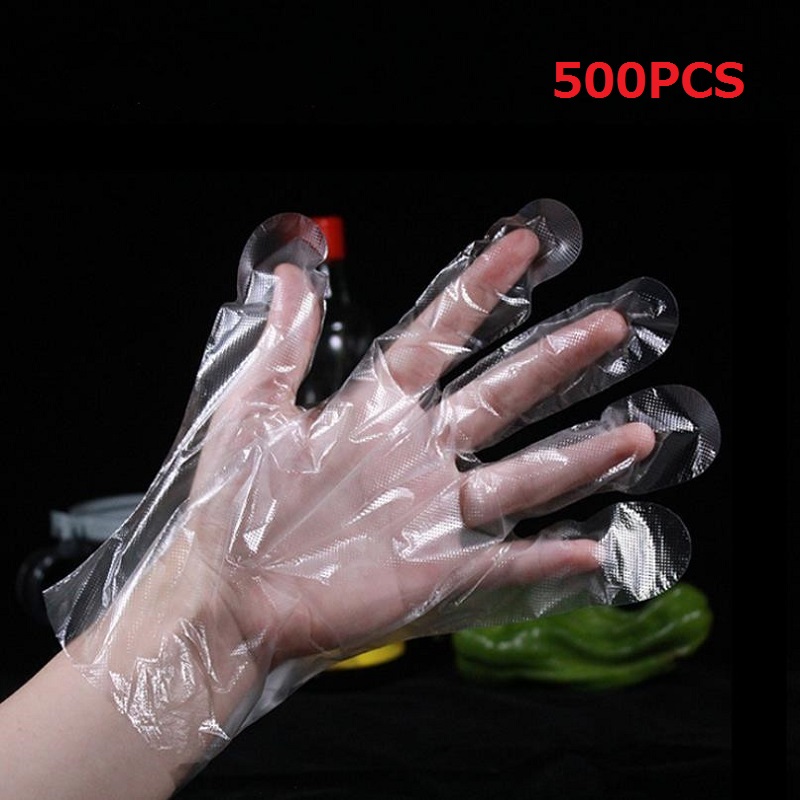 300/500 Teile/satz Einweg Handschuhe Klar Kunststoff Handschuhe Lebensmittel Vorbereitung Sicher Handschuhe Kunststoff Klar Handschuhe für Küche Reinigung Restaurant