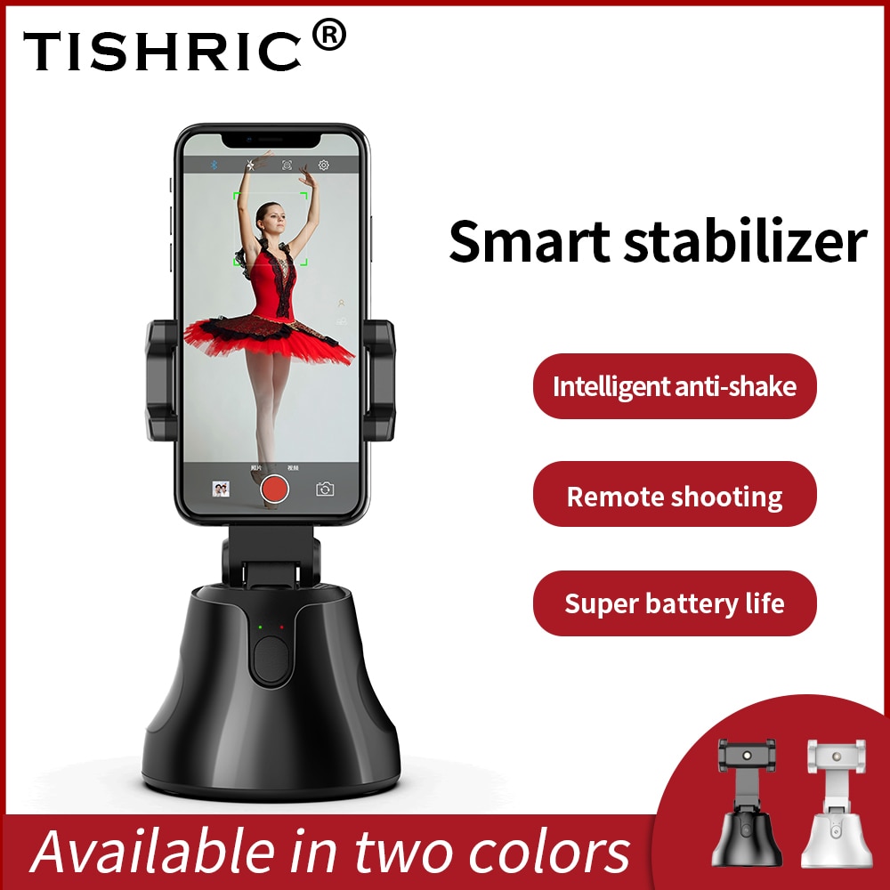 TISHRIC 360 ° Auto Drehung Objekt Gesicht Verfolgung Halfter Selfie Stock Stativ für Smartphone Kamera Stehen Halterung Halfter für Telefon