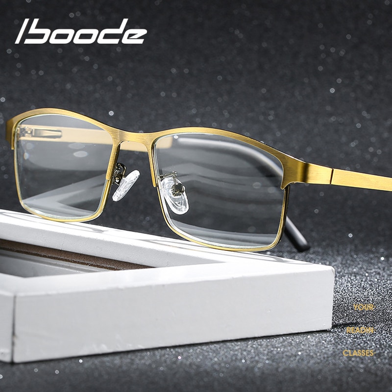 Iboode Männer Geschäft Lesebrille Titan legierung Jahrgang Anti-Blu-Strahl HD Computer Brille Für Männer + 1,0 + 1,5 + 2,5