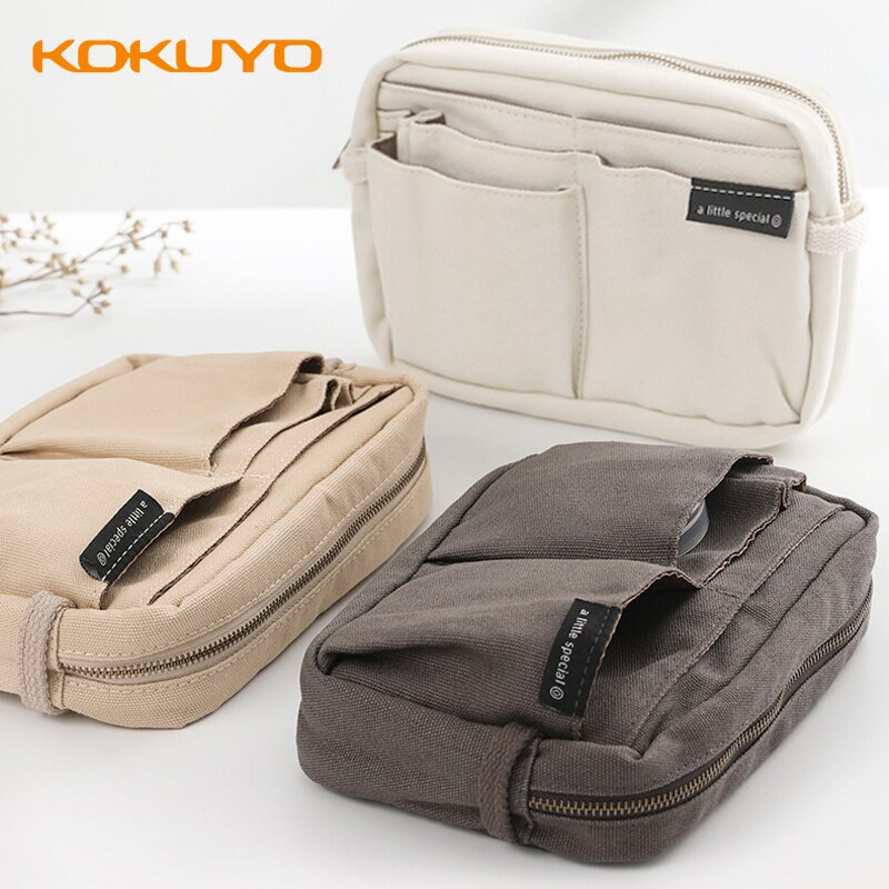 KOKUYO Neue Leinwand Bleistift fallen Multifunktions Einfache retro Stil Große Kapazität Bleistift fallen Schüler Schreibwaren Tasche