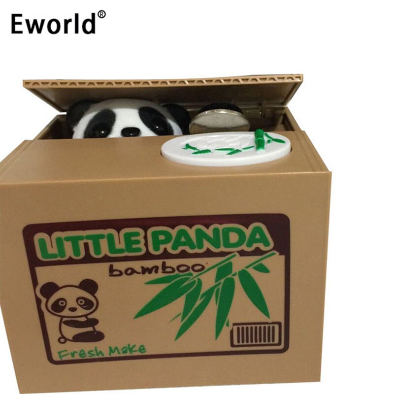 Eworld Katze Panda Automatische Speicher Münze Bank Grau/Gelb/Weiß Katze Spardose Geldeinsparungkasten Moneybox Geburtstag Für freundlicher