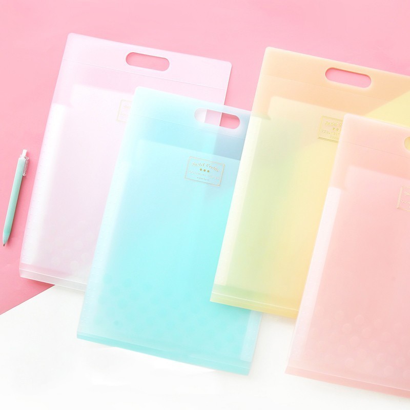 JIANWU KOKUYO Nette Licht-farbige Kekse A4 6P Ordner Lagerung Tasche süßigkeiten Kunststoff Datei tasche kawaii Schule liefert