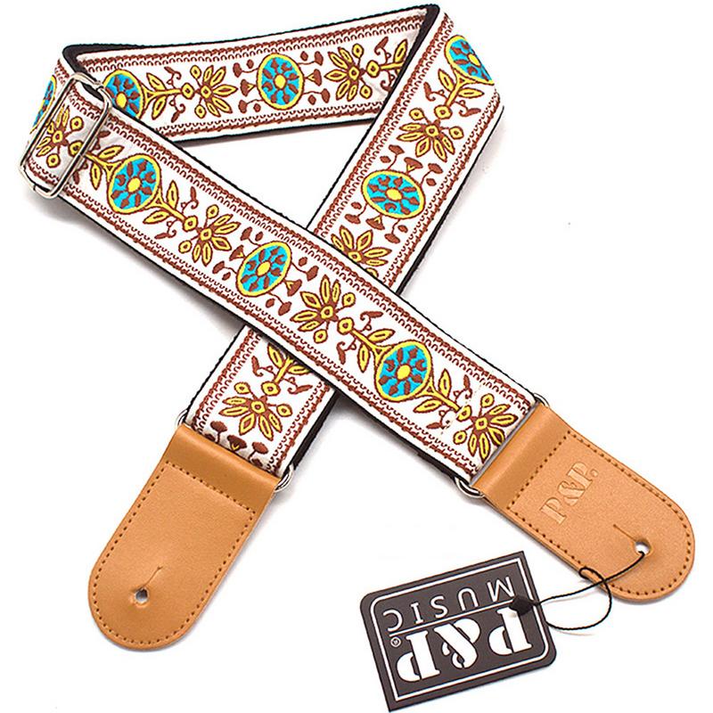 P & P Elektrische Gitarre Band Bestickt Akustische Gitarre nutzbar machen Nylon Gürtel Jacquard Guitarra Gurt Musical Instrument Zubehör