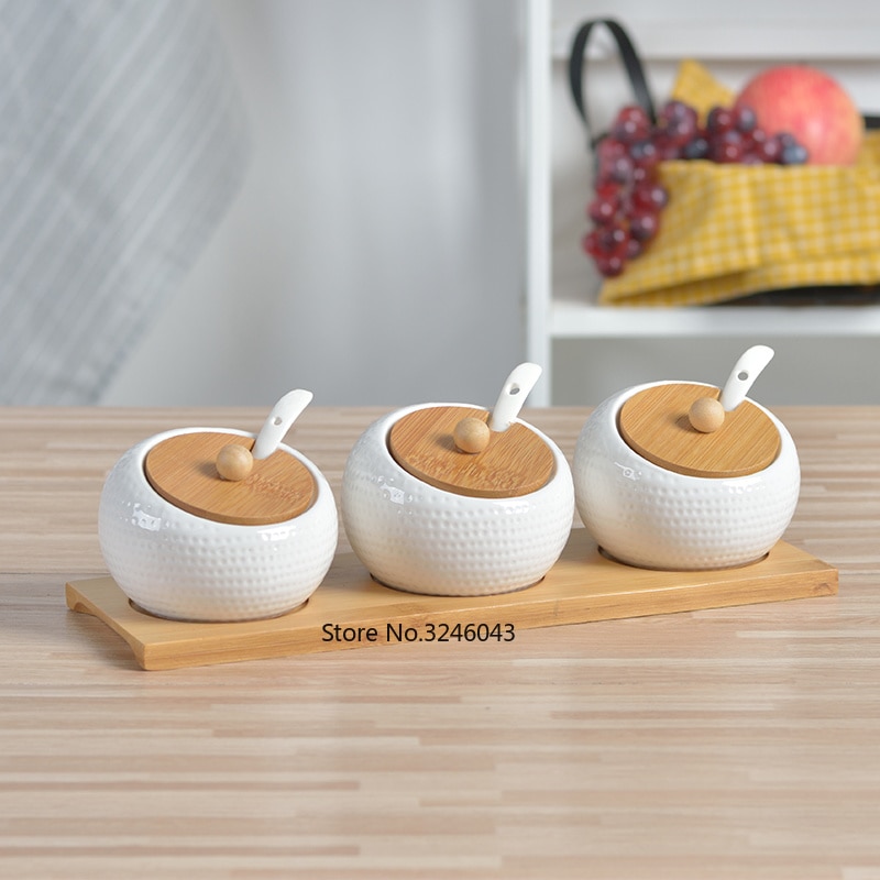 Kreative keramik Gewürze dosen Zucker schüssel Küche Zucker Schüssel Keramik Gläser für gewürze Gewürz flaschen Drei sätze von küche