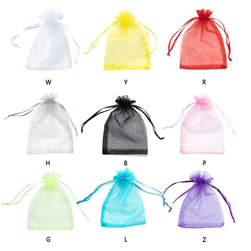 100 teile/los Organza Kordelzug Taschen Schmuck Paket Taschen Garn Beutel Weihnachten Hochzeit Gittergewebe Tasche Lagerung Tasche #
