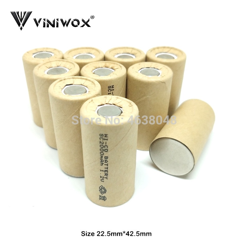 SC 2000mAh 1,2 V Ni-CD Batterie Zelle Energie Werkzeug Batterie Elektrische Werkzeuge Subc Wiederaufladbare Batteria NICD Akkumulator DIY Zu 12V