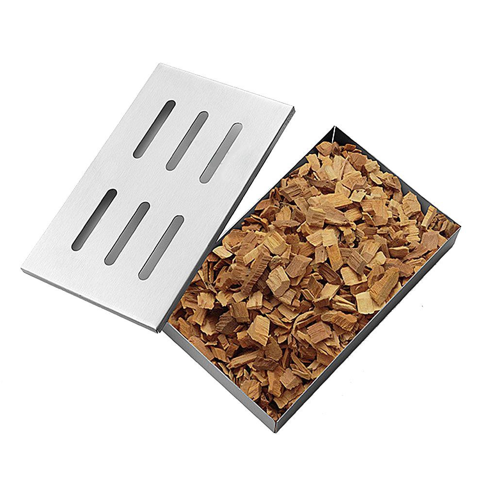 Holz Chips BBQ Raucher Kasten für drinnen draussen Holzkohle Gas Grill Grill Fleisch Infundiert Rauch Geschmack Zubehör Raucher Kasten