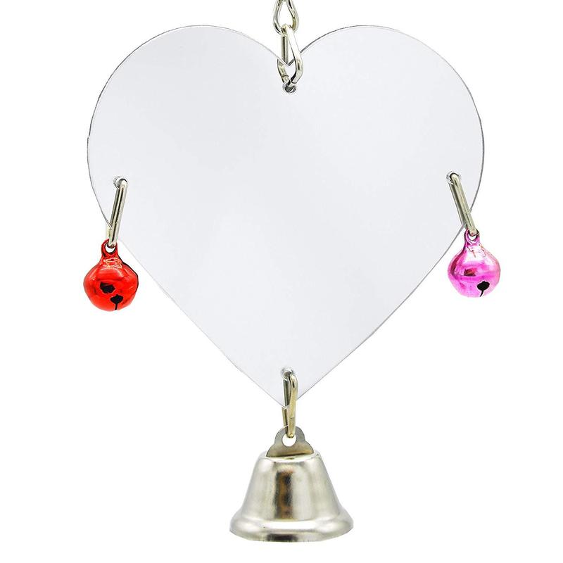 Neue Lustige Papagei Glocke Spielzeug Haustier Vogel Spiegel Spielzeug Herz-förmigen Mit Glocke in Gelegentliche Farbe Treppen Für sterben papagei vogel spielzeug Haustier liefert