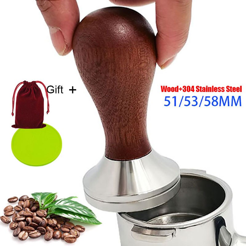 51/53/58mm Kaffee manipulieren mit 304 Edelstahl Basis &Ampere; Massivholz Griff, kalibriert manipulieren Kaffee Presse Werkzeug
