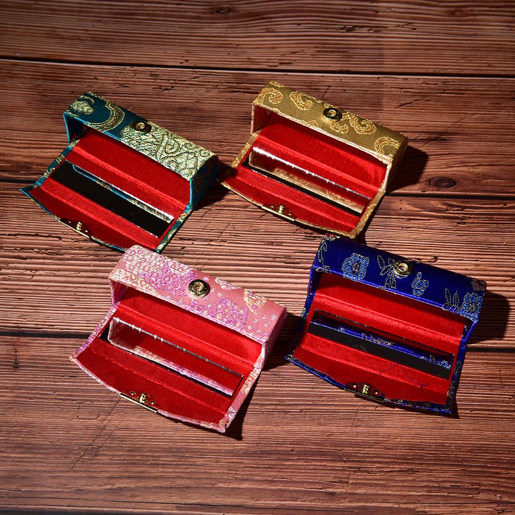 1Stck retro Blume Lippenstift Anzeige Kasten Mit Spiegel Bestickte Lippenstift fallen Lagerung Tragbare Schmuck Halfter Gelegentliche