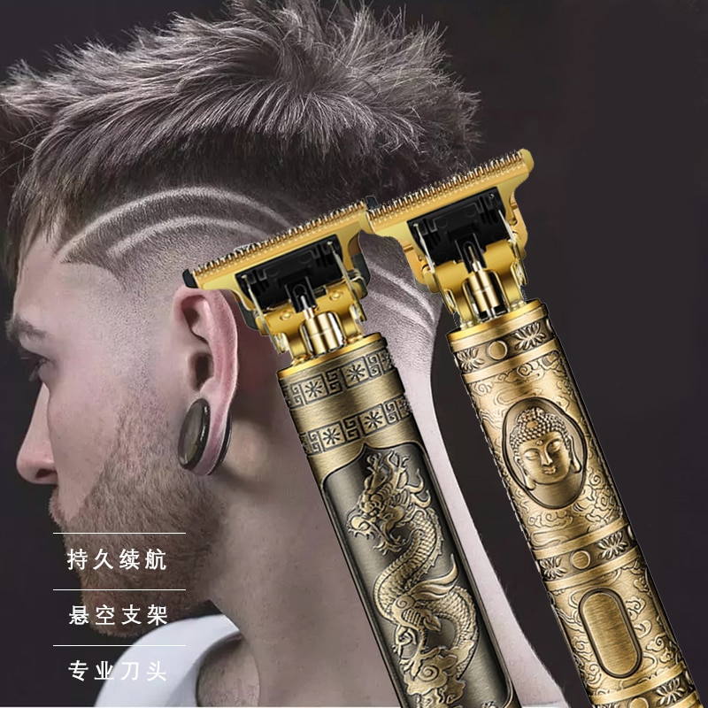 Professionelle Wiederaufladbare Haar Haarschneidemaschine Barbier Carving T nah dran-schneiden T-outliner Klinge Friseur Haar Trimmer Buddha Schließen Cuttting Ladegerät