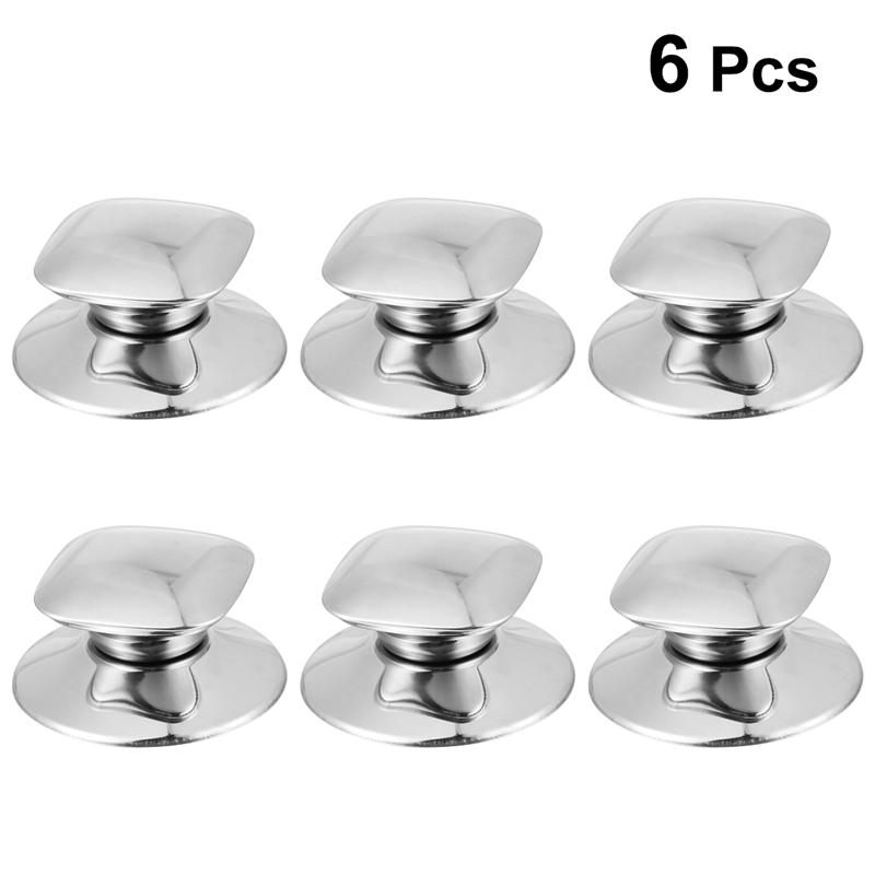 6Stck Quadratische bilden Edelstahl Topf Knopf Küche Ersatz Kochgeschirr Topf Deckel Griff Halten Knopf Deckel Griff