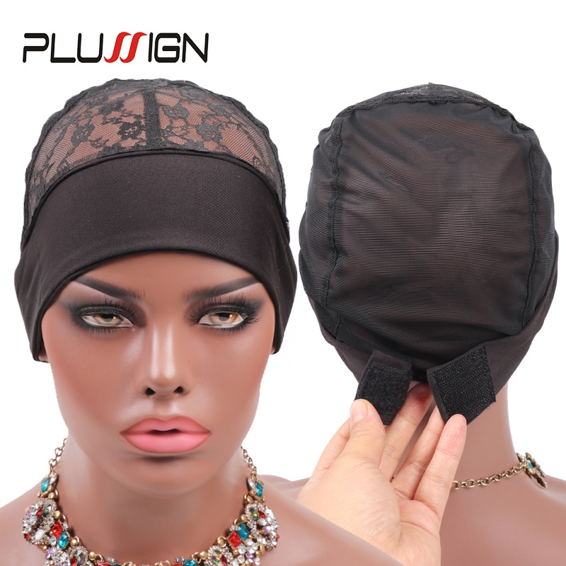 Ali oben Verkäufer Plussign Schwarz Kopf Band Perücke Kappe Für sterben Herstellung Von Perücken Neue Kuppel Gittergewebe Deckel Spitze Haar Netz Mit Band Einstellbar Kahl Kappe