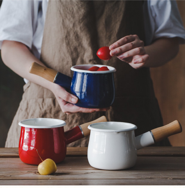 Japanischen Mini milch Pfanne elektromagnetische ofen porzellan emaille Butter Pfanne einzigen handgriff Baby Herde topf kleine stewpot
