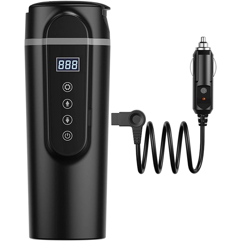 12V/24V 420Ml Edelstahl Auto Heizung Tasse LCD Anzeige Elektrische Wasser Tasse Tragbare Wasserkocher Kaffee Tee Milch Erhitzt
