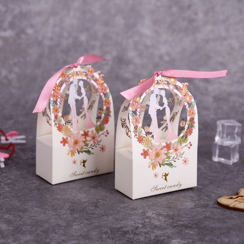 Kasten Verpackung Hochzeit Süße Süssigkeit Braut & Bräutigam Blume Kleine Boxen Danke Kasten für Gast Hochzeit Gefälligkeiten Partei liefert