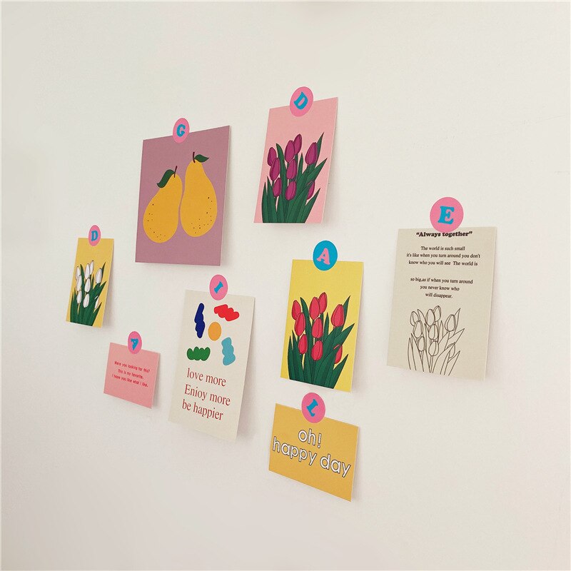 Koreanische eins Farbe Tulpen Dekorative Karte 8 Blatt Kreative Postkarte Lesezeichen Diy Hintergrund Zauberstab Aufkleber Beschreibbare Gruß Karte