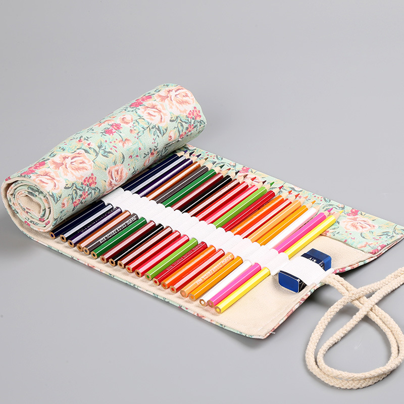 Leinwand rollen-hoch Bleistift Tasche Große Kapazität Bleistift Stift Malerei Pinsel Lagerung Inhaber Tasche Schreibwaren Schule Studenten Kunst Liefert