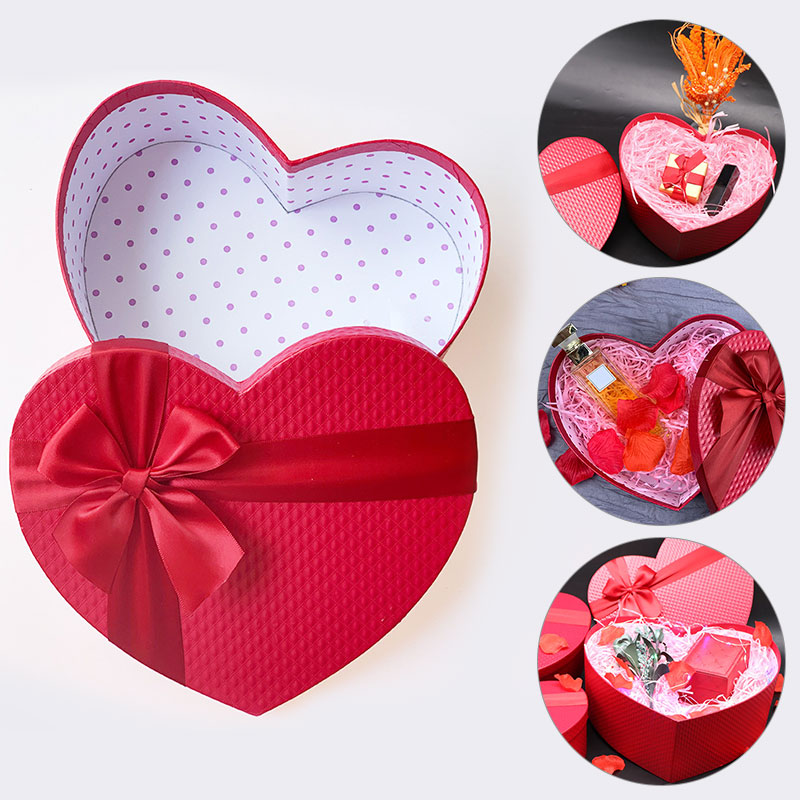 Valentinstag Herz Geformt Papier Kasten Mit Band Bowknot Verpackung Boxen Für Süssigkeit Blumen Schokolade
