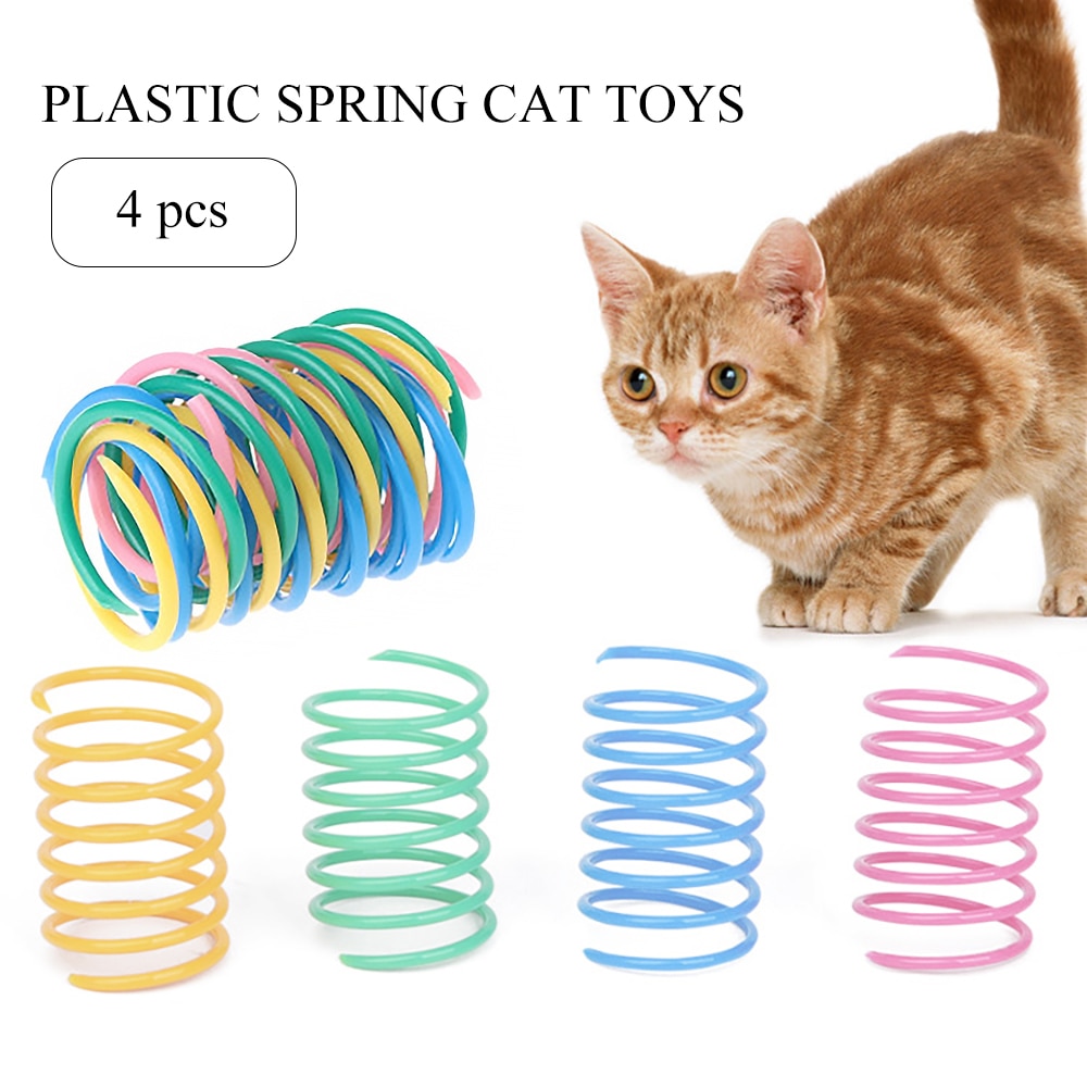 4Stck Katze Frühling Spule Spirale Spielzeug Kreative Kunststoff Lustige Haustier Spielzeug Katze Interaktive Spielzeug Haustier Spielen Spielzeug Für Katzen kätzchen Haustier Liefert