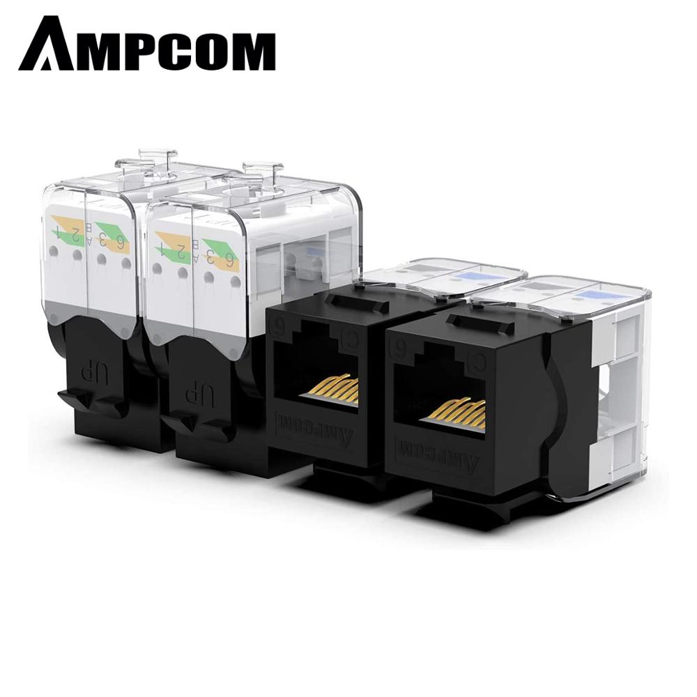 AMPCOM 10-Pack Schlussstein Jack, Katze6 Werkzeug-Weniger RJ45 UTP Schlussstein Jack, keine schlagen-Nieder Werkzeug Erforderlich Modul Koppler-Schwarz
