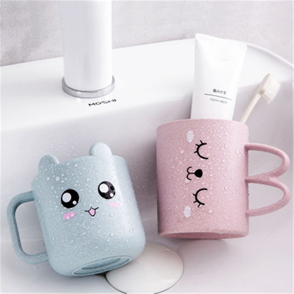 Kreative Weizen Stroh Karikatur Ausdruck Mundwasser Tasse freundlicher Bürsten Kunststoff Tasse Haushalt Zahnbürste Tasse Schlecht Zubehör