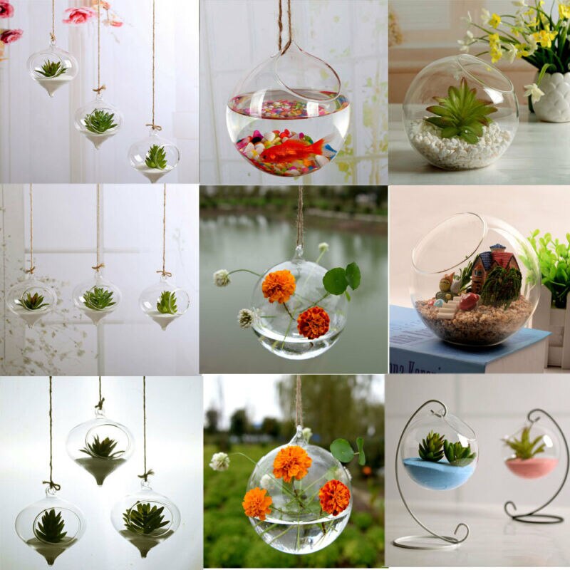 Heimat Garten Klar Runde bilden Glas Blume Hängen Vase Ball Pflanzer Terrarium Container Landschaft Flaschen Aquarium Fisch Schüssel