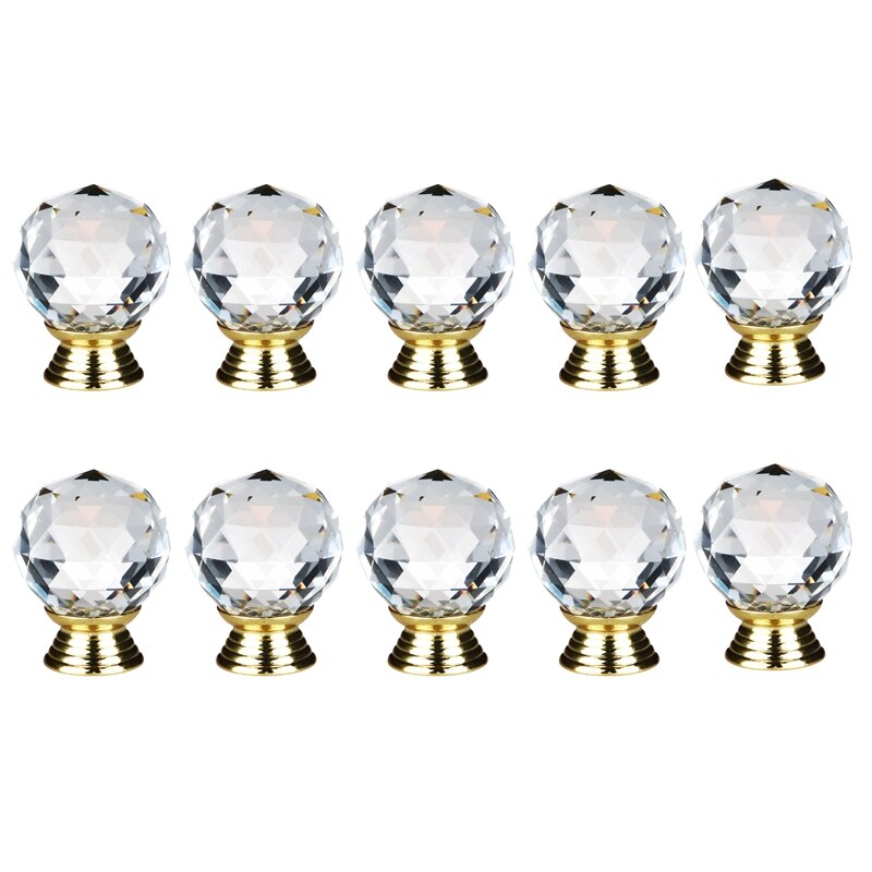 Gold 10Stck 30mm Kristall Glas Kabinett Knopf Schublade Ziehen Griff Küche Tür Schrank Hardware- Verwendet für Schrank Schublade brust