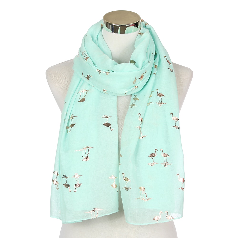 FOXMOTHER Neue Frauen Weiß Rosa Grau Minze Grün Farbe Folie Gold funkeln Hijab Flamingo Schal Für Damen