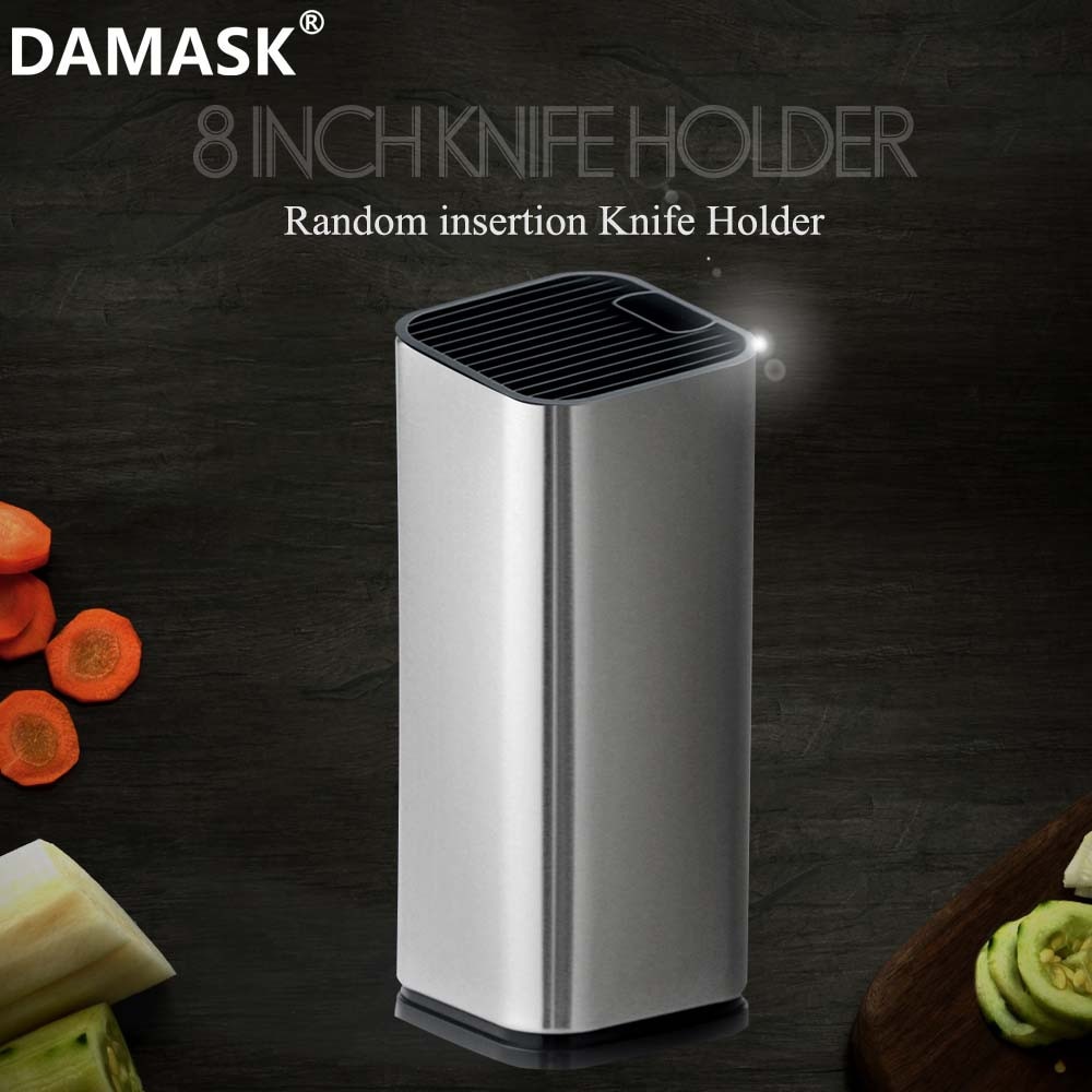 Damast 8 zoll Messer Stehen Block Für Küche Messer Kochen Werkzeug Halfter Große Kapazität Edelstahl + PP Messer Halfter