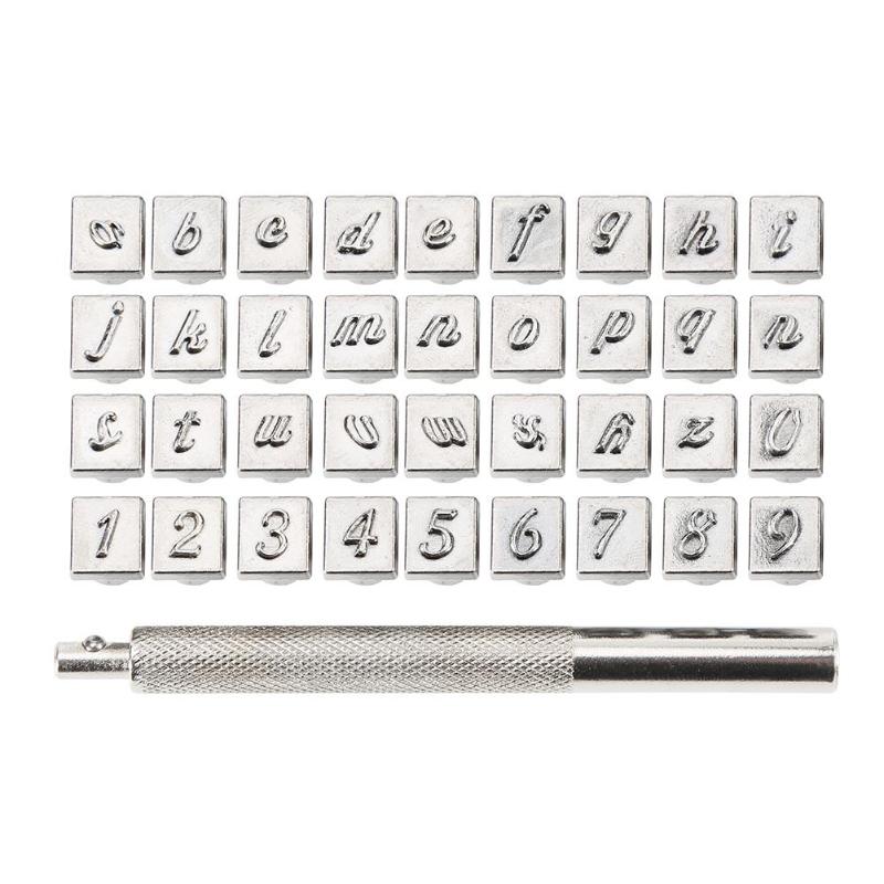 36 stücke Stahl Alphabet Anzahl Stempel schlagen einstellen für Leder Holz Handwerk Werkzeuge Bausatz Metall Leder schlagen Werkzeuge Staming Leathercraft