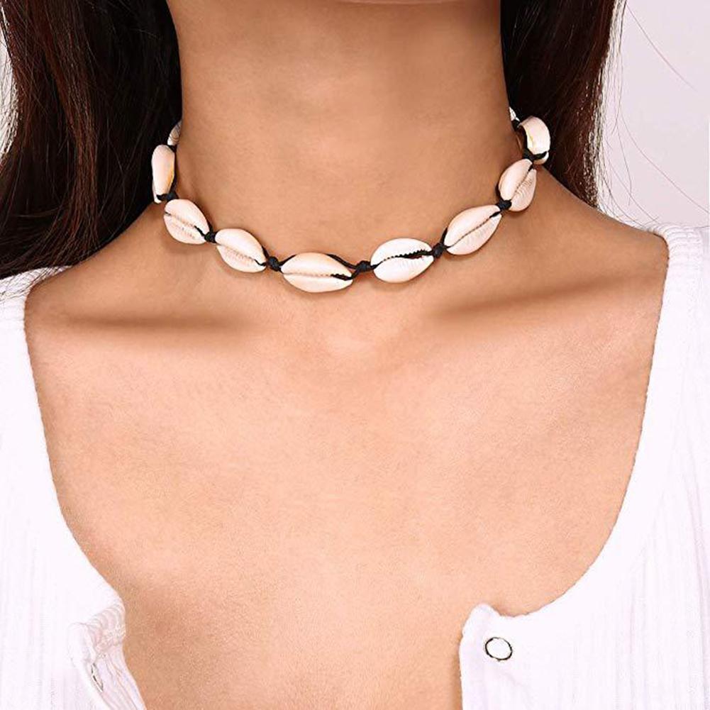 Schwarz Weiß Seil Kette Naturals Muschel Halskette handgefertigt Hülse Halskette Halsband Sommer Strand Charme Frauen Schmuck Neue