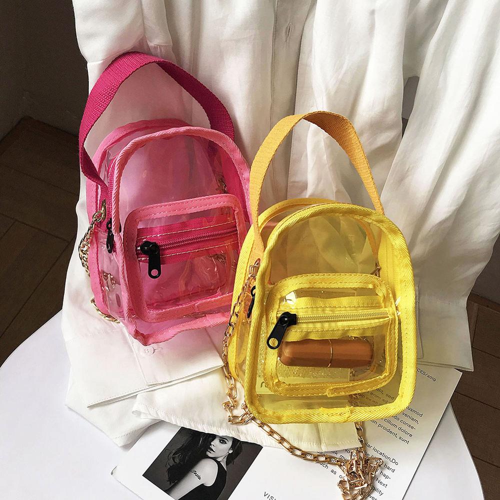 PVC transparent Klar Frau Crossbody Schulter Bote Taschen Gelee Kleine Kette transparent PVC Frauen Bote Handtasche