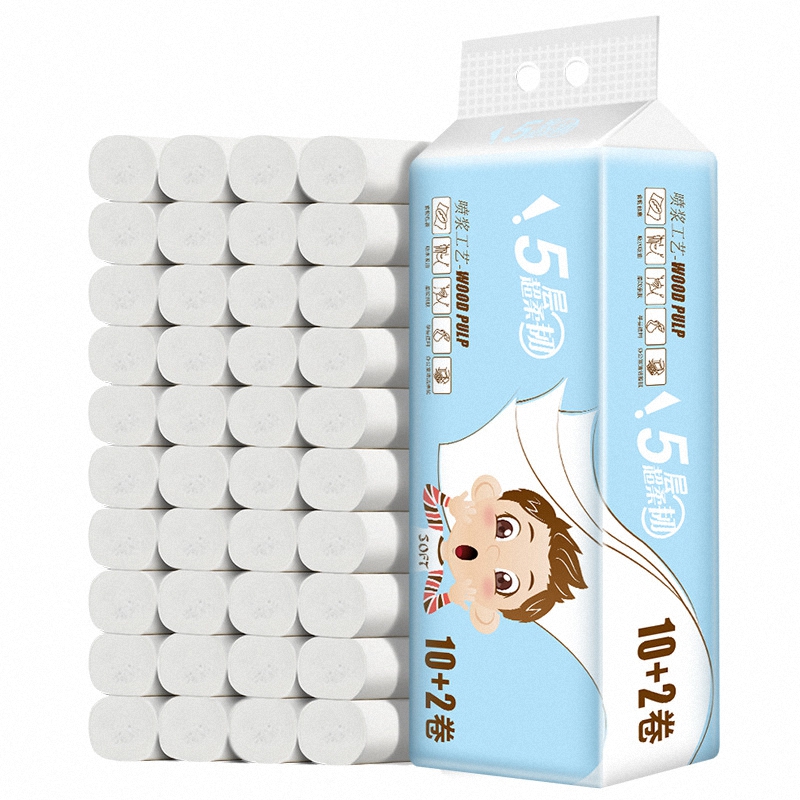 12 Rollen/viel Rolle Papier Wc Papier 5 Schichten Schlecht Wc Küche Papier Weiß Gewebe Reinigung Papier Holz Zellstoff papier