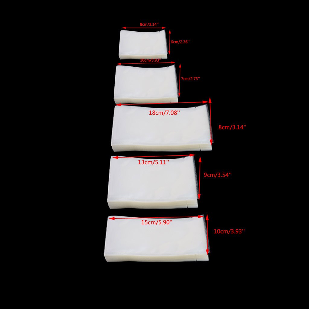 100Stck Lebensmittel Vakuum Tasche Lagerung Versiegelung Raum Verpackung Kommerziellen Lebensmittel Schoner 5 Größe