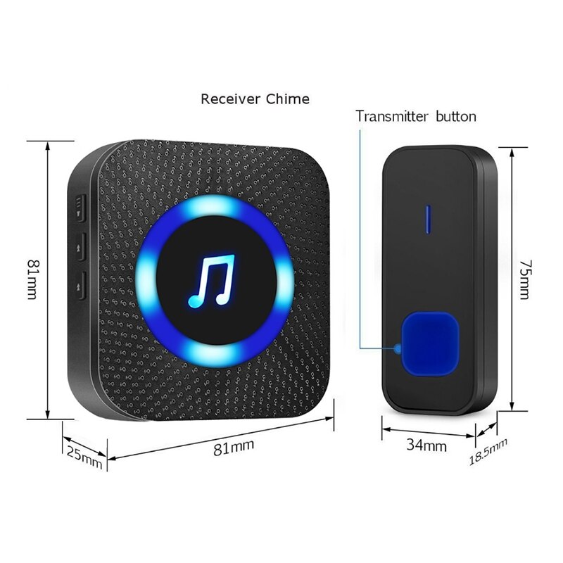 Drahtlose Elektronische Wasserdichte Musik Türklingel Hause 300 Meter Lange Entfernung Musik Türklingel UNS Stecker