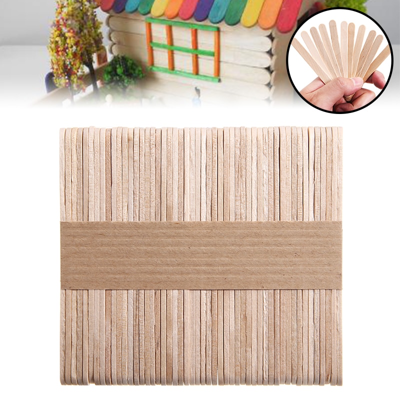 50 stücke Holz Lutscher Stöcke Natürliche DIY Eis bin Stiel Eis Holz Stöcke Für Eis, Der Küche Werkzeug einstellen