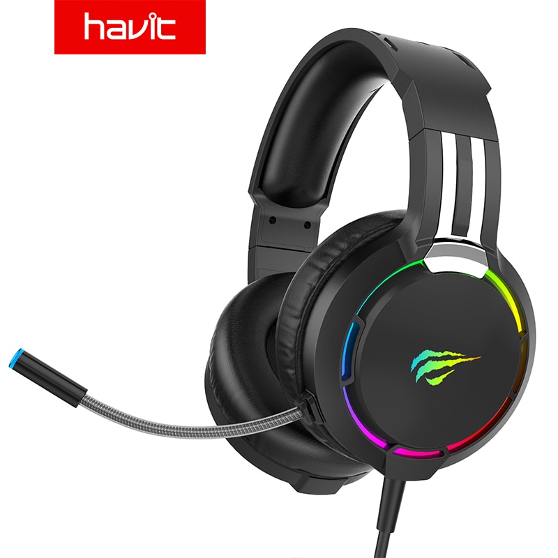 Havit Professionelle Spielen Headset Verdrahtete RGB Licht HD Mikrofon & umgeben Klang Kopfhörer für PS4,PC, xbox Spiel 3,5 MM + USB