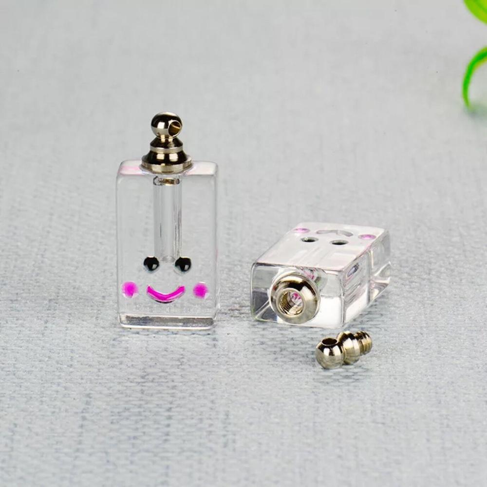 Smiley gesicht schraube kappe glas fläschchen anhänger Miniatur Parfüm öl wünschen flasche Kristall Reis Schmuck Name auf reis kunst wünschen flaschen