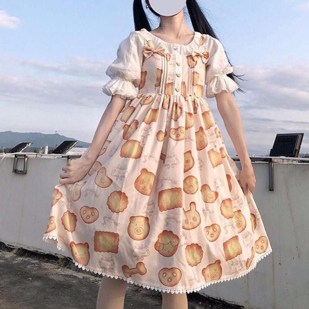 Sommer JSK süße Bär Kuchen Orange lolita Dess kawaii Japanische Rüschen Unterhose Kleid Schlinge kleid
