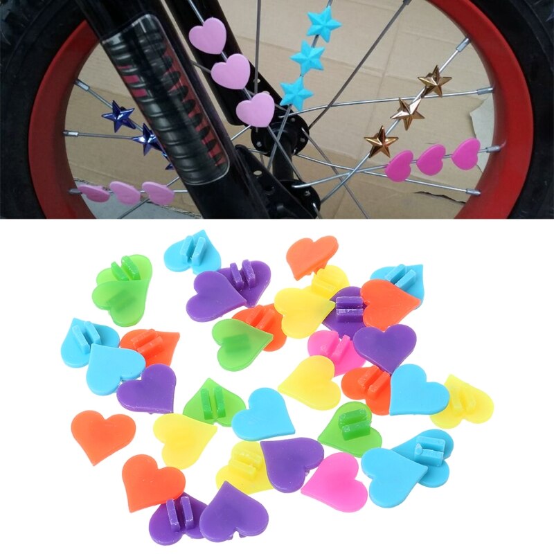 1 tasche Fahrrad Speichen Perlen Dekoration Bunte Herz bilden freundlicher Fahrrad Rad Clip Speichen Bads Fahrrad Zubehör