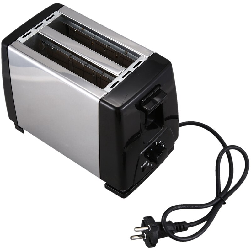 Haushalt Edelstahl Toaster Doppel Slot Toaster Automatische Mini Frühstück Toast 2 Scheibe Heizung Toaster-EU Stecker