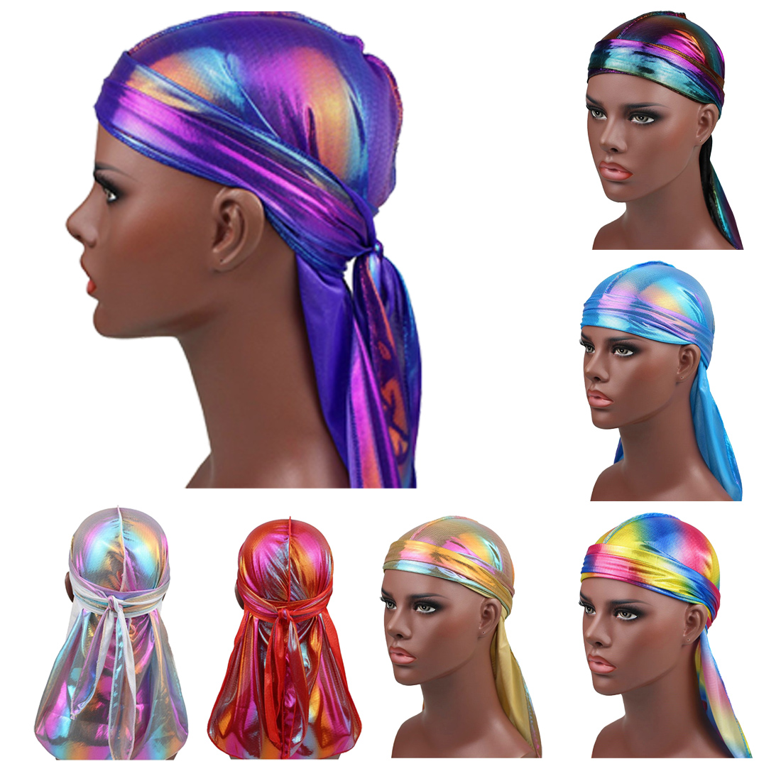 herren Satin- Durags Bandana Turban Perücken Pirat Hütte Männer Seidige Durag Headwear Stirnband