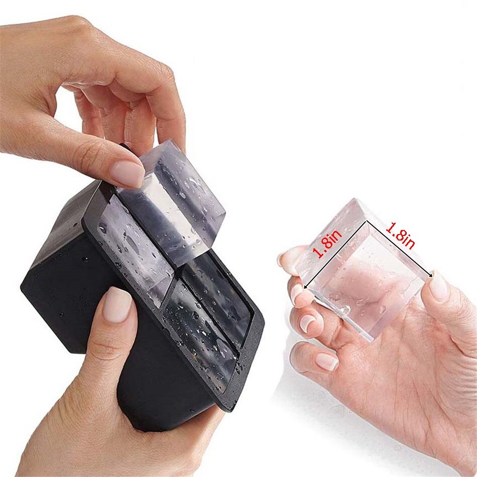 schwarz 4 Großen Eis Tablett bilden Riese Jumbo Große Silikon Eis Würfel Platz Tablett Schimmel DIY Eismaschine Eis Würfel Tablett Küche Werkzeug